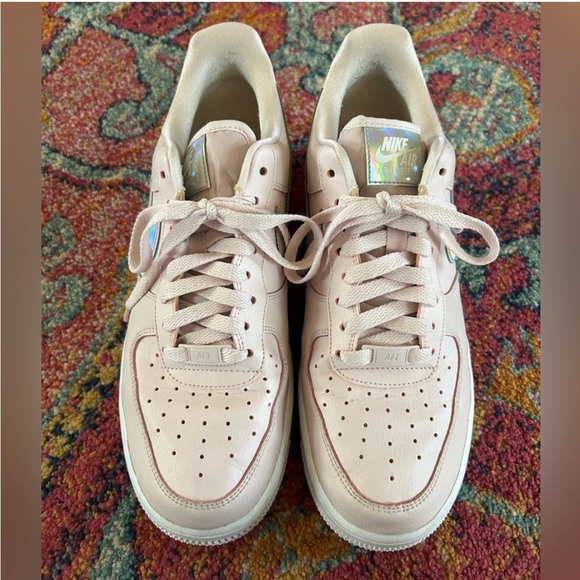 Nike | Women's Pink Iridescent Air Force 1 Low Lace Up Sneakers, size 10 - Picture 12 of 16